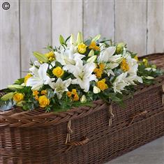 Lily and Rose Casket Spray Yellow Large